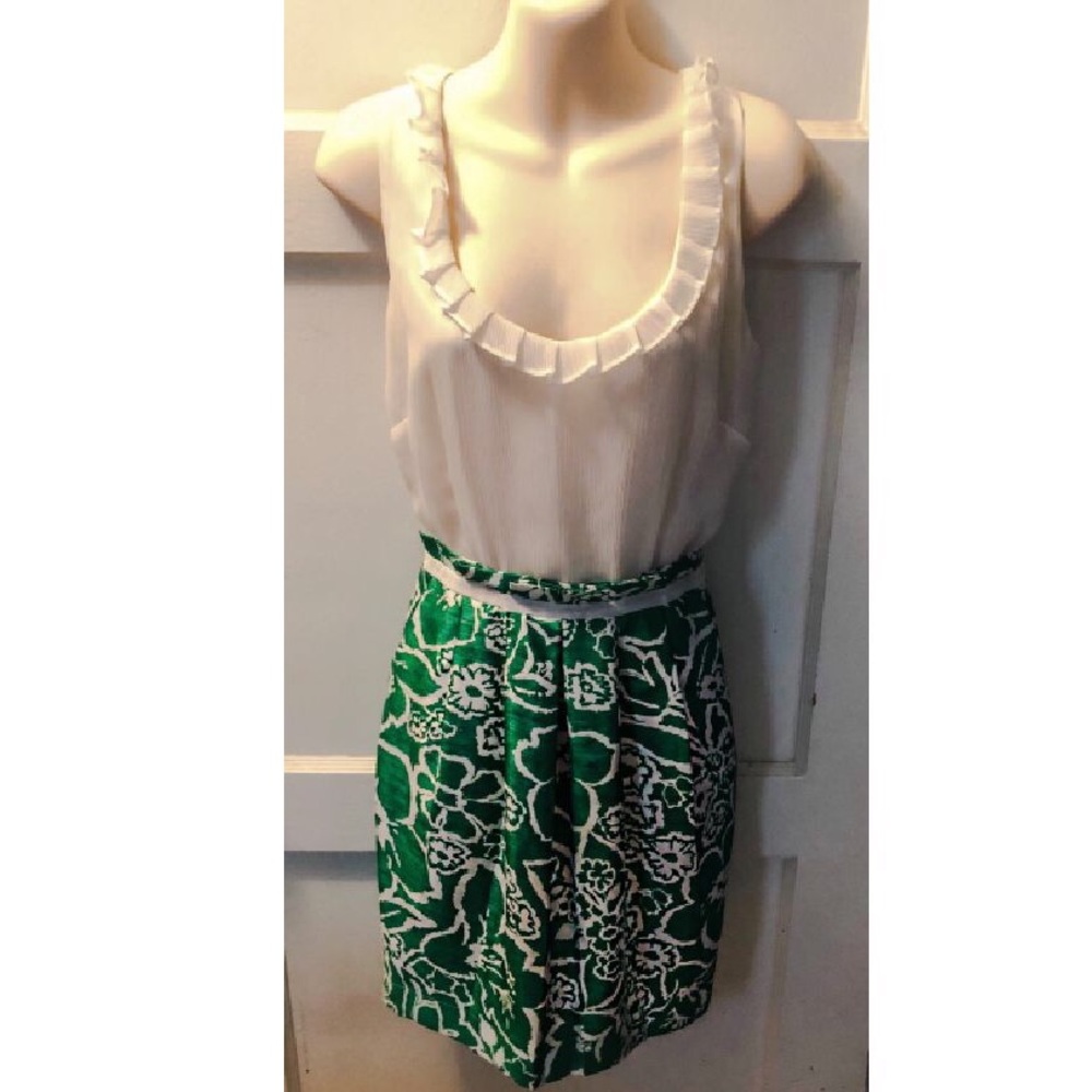 5/48 Saks 5th Avenue Classic White & Green Dress - Picture 3 of 6
